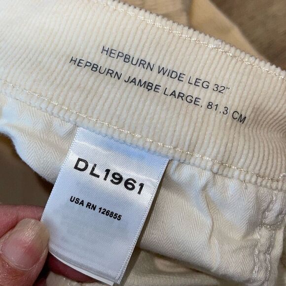 DL1961 Womens Hepburn Wide Leg High Rise Vintage Corduroy Pants Cream Sz 32 NWT - Picture 10 of 14